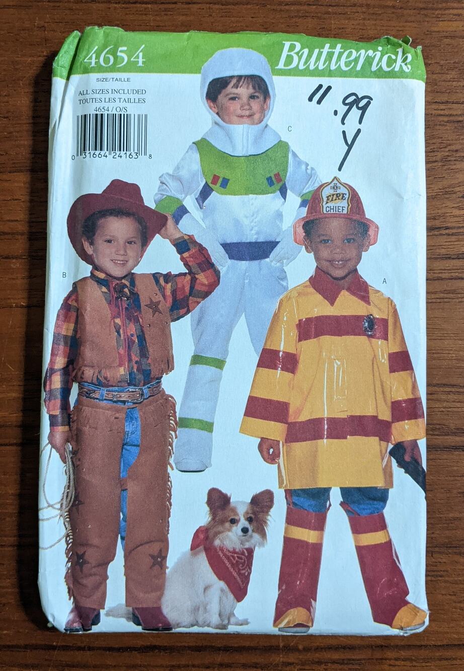 UNCUT Butterick Pattern 4654 Children's Costumes